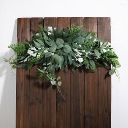 Decorative Flowers Yan Eucalyptus Greenery Door Swag For Front Room Decor Artificial Floral Hanging Wreath Wedding Home Wall Decoration