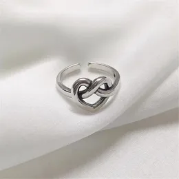 Cluster Rings Simple Romantic Heart-shaped Ring Knitting Retro Charm Women's Daily Matching Christmas Gift