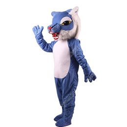 2024 de alta qualidade Wildcat Power Cat Mascot Costume Personagem de desenho animado Carnaval unissex Halloween Carnaval Adultos Festa de aniversário Fantasia para homens e mulheres