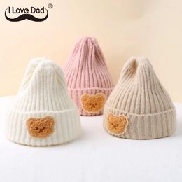 Hair Accessories Korean Cartoon Bear Baby Knitted Hat Candy Colour Boys Girls Beanies Winter Warm Soft Infant Toddler Kids Caps Gorras