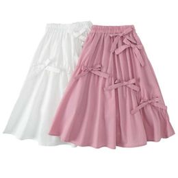 Kjolar casual flicka kjol långa lolita kjolar tonåring plus storlek söt båge elegant prinsessa outfit barn kläder