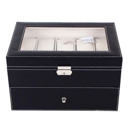 20 Grids PU Leather Watch Box Case Professional Holder Organizer for Clock Watches Jewelry Storage Boxes Case Display2301