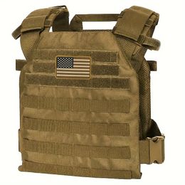 Outdoor Adjustable Lightweight Combat Vest With US Flag Patch For Outdoor Training