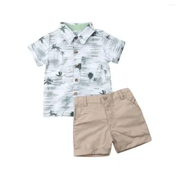 Clothing Sets 1-6Y Kids Boy Clothes Set Summer Short Sleeve Print Shirt Tops Shorts Pant Bottom 2PCS Beach Holiday Children