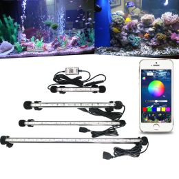 Aquariums RGB Aquarium Light Marine Bluetooth Controller Fish Tank Led Lighting Fixture For Aquarium Led Light Submersible Fish Tank Light