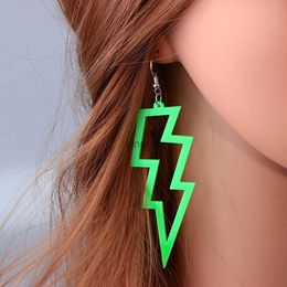 Stud 6Color Acrylic Neon Dangle Drop Earrings for Women Exaggerated Retro Fluorescent Green Lightning Long Earring Bar Party Jewelry YQ240129