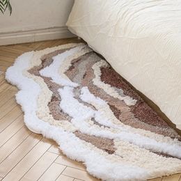 Brown mountain fur carpet fashionable bedroom floor luxurious furry home decoration lounge mat fluffy plush non slip 53x120 cm 240129