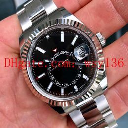 Factory Supplier Sky Dweller Steel Bracelet 326934 Black Dial 18k Fluted Bezel Movement Automatic Mens Watch Wrist Watches284c