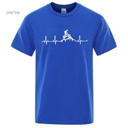 Men's T-Shirts Mountain Bike Heartbeat Funny Mtb Dirt Bike Men Tshirt Hip Hop Casual Tops Summer Street T Shirt Oversized Cotton Short Sleeve