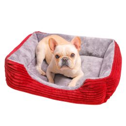 Mats Rectangle Bed for Dog Cat Plush Kennel Medium Small Dog Sofa Bed Cushion Pet House Winter Warm Beds Cushion Pet Calming House