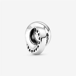 100% 925 Sterling Silver Logo & Heart Bands Spacer Charms Fit Original European Charm Bracelet Fashion Women Wedding Engagement Je289s