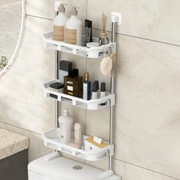 Shelf Above The Toilet TankToilet RackPunch-free Multi-functional Storage Rack With Supporting Feet Bathroom Accessories 240118