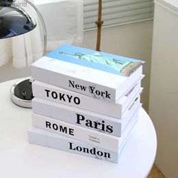 Other Table Decoration Accessories 2023 Modern City Fake Books Simulation Book Decorative Luxury Coffee Paris London New York YQ240129