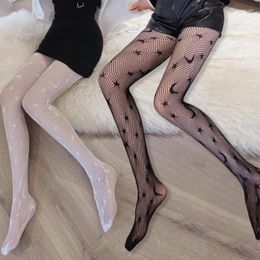 Women Socks Women's Pantyhose Stockings Sexy Black Silk Star Moon Print Charm Fashion Nightclub Girls Tights Clothing Accessories