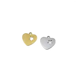 Charms 10pcs Stainless Steel Heart Star Jewelry Pendant DIY Handcraft Vacuum Plated Waterproof Antiallergic