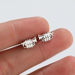 Earrings 12 pair / lot fashion Jewellery Stainless steel mini size trumpet stud earrings