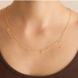 Pendants Personalized Custom Name 16 Multiple Names Necklace Kids Choker Necklaces Mom Dad Jewelry Stainless Steel Birthday GiftS