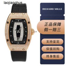 Richardmills Watch Milles Swiss Top Automatic Watches Richardmillsr Rm007 18k Rose Original Diamond Black Lip Mechanical Hollow Back Transpa