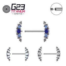 Blue Zircon Nipple Ring Barbell Body Piercing Jewellery Sexy Crystal Gifts Bar Rings AB White 240127
