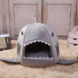 Pens Holapet Cool Shark Shaped Dog Beds Warm Soft Dog House Pet Sleeping Bag Dog Kennel Beds For Cat House Nest Mat Pet Products