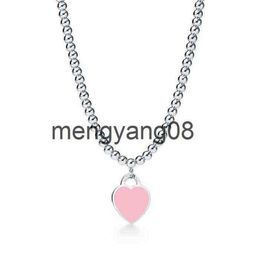 Pendant Necklaces Design 925 Sterling Silver Beads Necklaces For Women Jewellery With Pink Blue Red Black Colour Enamel Heart Necklac243O