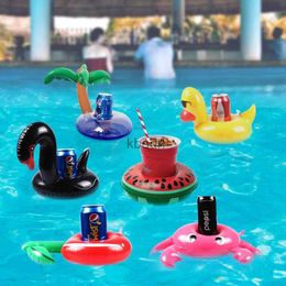 Other Pools SpasHG Inflatable Cup Holder Swimming Pool Accessories Drink Floating Flamingo Donut Pool Float Swimming Ring Party Toys Beach Bar Mini YQ240129