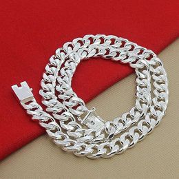 Jewellery 10MM square buckle necklace men's Jewellery electroplating 925 silver Cuban chain 20-24 inches