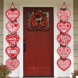 1 pair of Valentine's Day themed love doors hanging happy Valentine's Day party decoration banners 240129