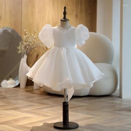 Girl Dresses Infant Baby Girls 1st Year Birthday White Christening Gowns Beads Baptism Clothes Lace Tutu Big Bow Princess Gown