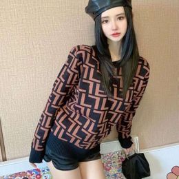 women knit top designer sweater womens fashion double F print jacquard buttons Knit Sweater casual round neck pullover sweaters