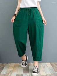 Women's Pants 2024 Autumn Harem High Waist Pure Cotton Lantern Casual Loose Linen For Women Bloomers Capri Trousers