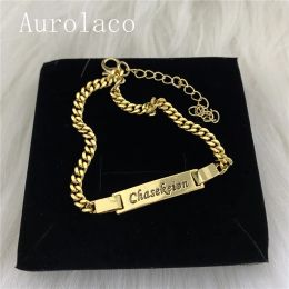 Bracelets AurolaCo Name Bracelet Custom Name Bracelet Stainless Steel Bracelet Charm Bracelet Personality Jewelry Gift for Baby