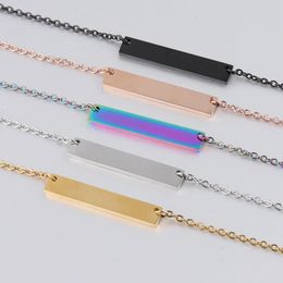 10pcs 45cm 50cm 60cm Mirror Polish Stainless Steel Blank Bar Pendant Necklace For Custom Engrave Name Necklace For Womens 240119