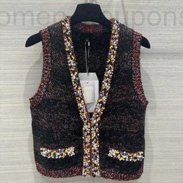 Women's Vests designer 2023 New Elite High end Heavy Industry Nail Bead Casual Tank Top, vest, cardigan top for autumn and winter wear HZHF