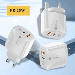 25W PD Type C Fast Charger Quick Charge QC 3.0 Home Wall Charger Adapter UK US EU Plug For Samsung S24 LG iPhone 15 14 Pro Max PC USB-C Phone Charger
