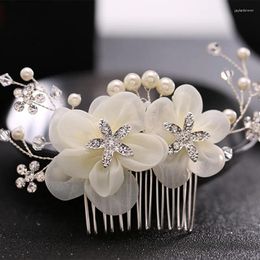 Headpieces 1pc Women's Pearl Hair Comb White Crystal Headdress Banquet Coiffure Accessories Bridal Insert