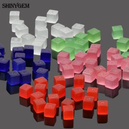 Lucite Shinygem 50pcs 4mm8mm Cat Eye Cube Bead Mix Random Colours Gradient Fluorescence Tiny Natural Stone Beads for Diy Jewellery Making