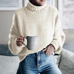 Women's Sweaters Solid Colour Women Sweater Stylish Turtleneck With Long Sleeve Ribbed Trim Hemming Autumn Winter For Streetwear