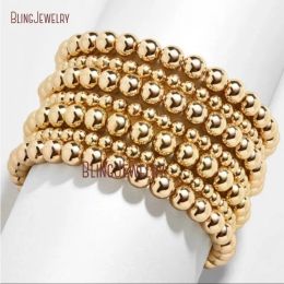 Bracelets Dainty Bracelet Gold Filled Stack Electroplating Minimalist Bead Ball Beaded Shiny Metal Stretch Bracelet BM27782