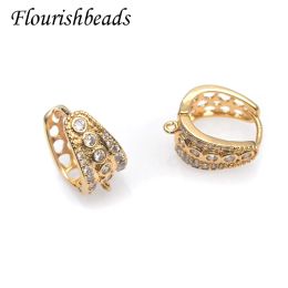 Lucite Real Gold Plated Cz Beads Paved Nickel Free Earring Hooks Clasp Diy Women Handmade Quality Jewellery Making Supplier