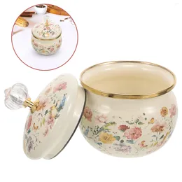 Dinnerware Sets Enamel Spice Jar Coffee Bean Canister Storage Candy Tea Small Container Kitchen Pot