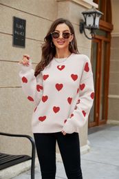 Designer women's clothing Winter New Valentine's Day Love Short Batwing Sleeve Knit Pullover Women's Knitwear Women's Large Loose Sweater print Women's sweaters VEI6