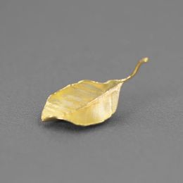 Jewellery Real 925 Sterling Silver Vintage Leaf Brooch 18K Gold Original Design for Women Fine Jewellery Gifts