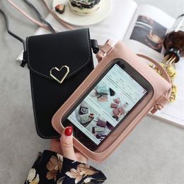 Storage Bags Touch Screen Cell Phone Purse Smartphone Wallet Leather Shoulder Strap Handbag Women Bag For X S10 Huawei P201216d