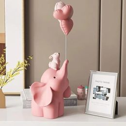 Creative Cute Baby Elephant Sculpture Decoration Animal Art Crafts Living Room Coffee Shop el Decoration Desktop Decoration 240123