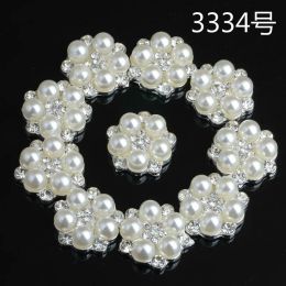 Rings 50pcs 15mm Alloy Material Gold Color Imitation Pearl Crystal Flower Charm for Brooch Diy Jewelry Accessory Findings Wholesale