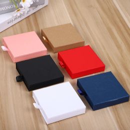 Rings 20Pcs New Kraft Paper Drawer Jewelry Packaging Box 6 Colors 1.7/2cm Thin Earrings Ring Necklace Pendant Storage Boxes Case