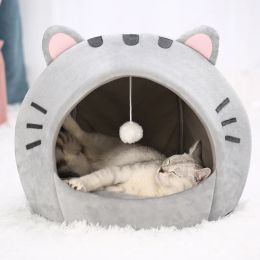 Mats Cute Cat Bed Warm Pet House Kitten Cave Cushion Comfort Cat House Dog Basket Tent Puppy Nest Small Dog Mat Supplies Bed For Cats