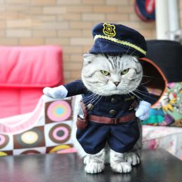 Apparel Pet Dog Funny Clothes Dogs Cats Cosplay Costume Comical Outfits Police Doctor Standing Clothes Suit Cat Festival Party Clothing