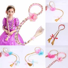 Hair Accessories UK Blonde Cosplay Weaving Braid Tangled Rapunzel Princess Headband Girl Wig Girls Kids Hoop Braided